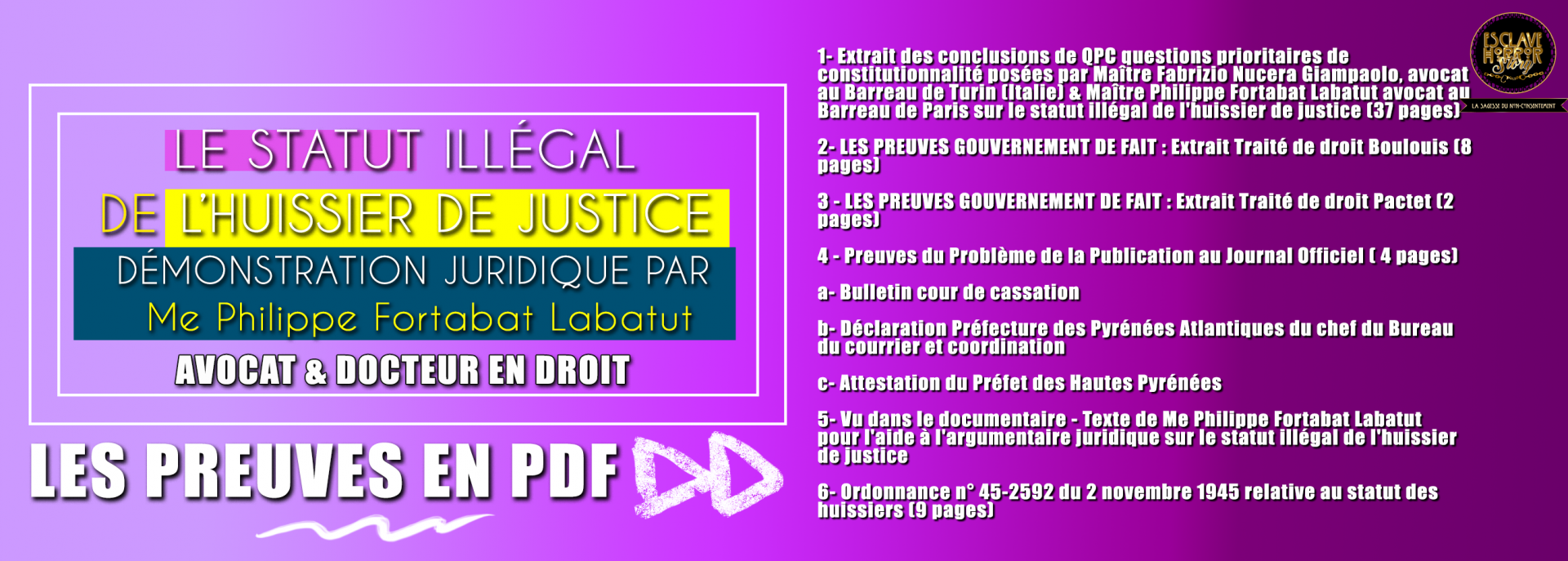 Les preuves sur le statut illegal de l huissier de justice par fortabat labatut